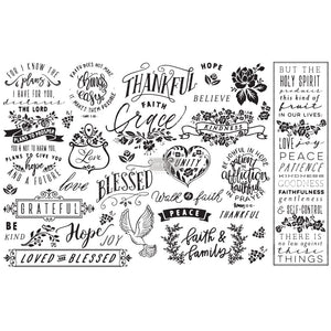 DÉCOUPAGE DÉCOR TISSUE PAPER – THANKFUL & BLESSED – 2 SHEETS (19″ X 30″)
