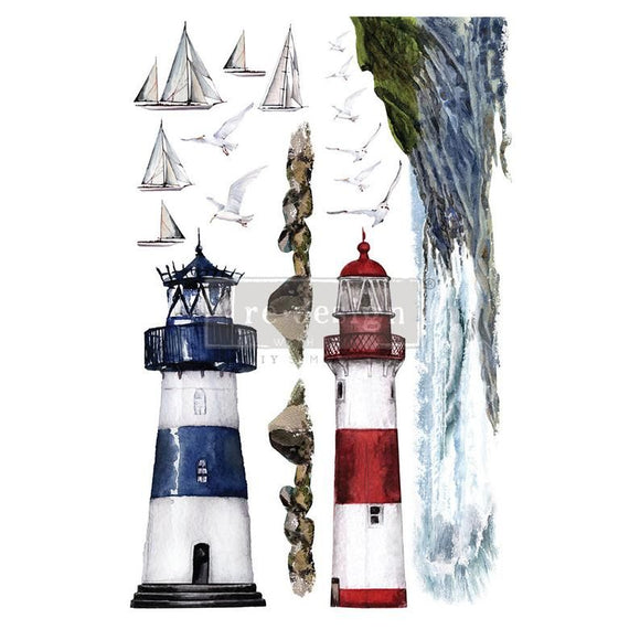 REDESIGN DECOR TRANSFERS® – LIGHTHOUSE – TOTAL SHEET SIZE 24″X35″, CUT INTO 2 SHEETS