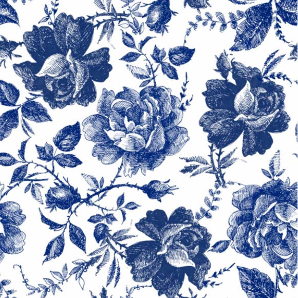 Dixie Belle Rice Paper Decoupage Blue Sketched Flowers
